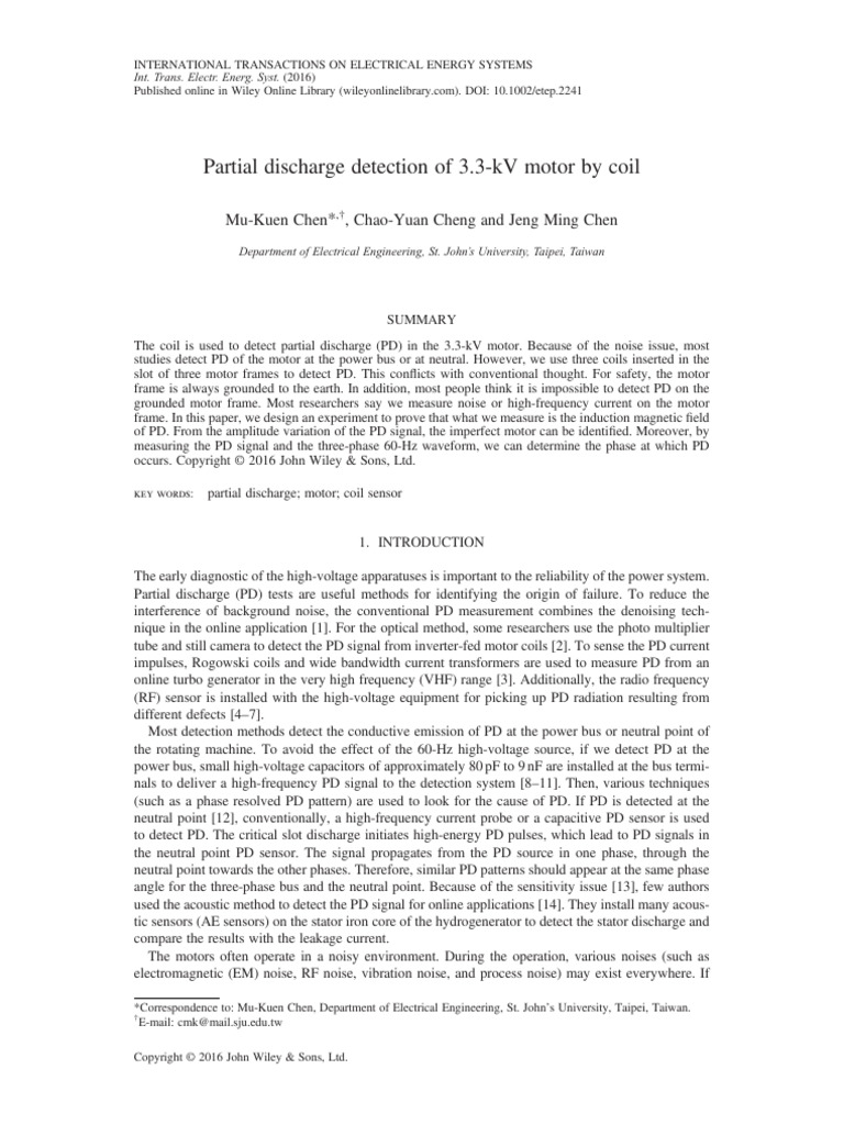 Paper - Partial Discharge Detection of 3.3-kV Motor by Coil (2016 ...