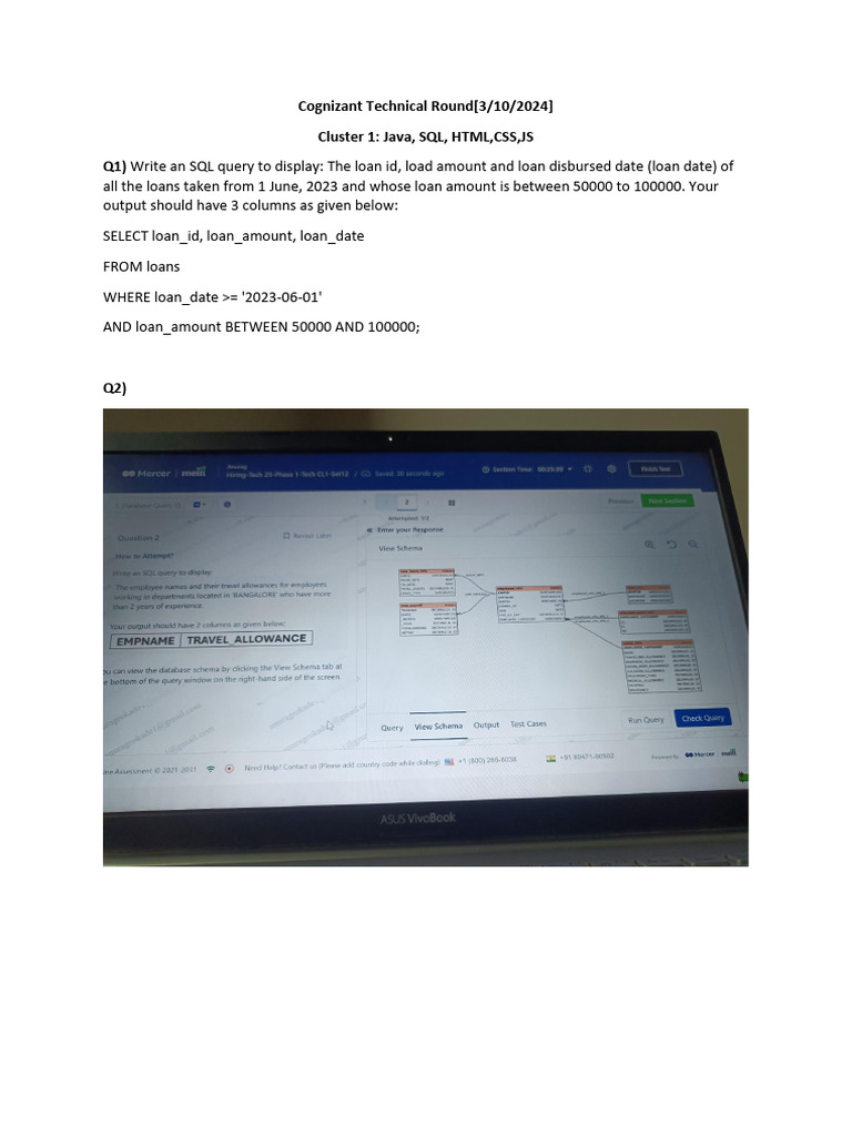 Cognizant Technical Round [3 Oct 2024] | PDF | Java Script | Html