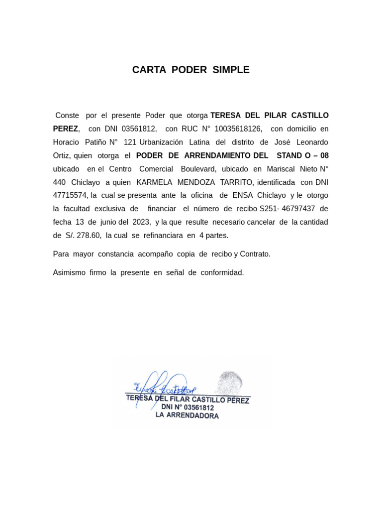 Ccarta Poder Simple | PDF