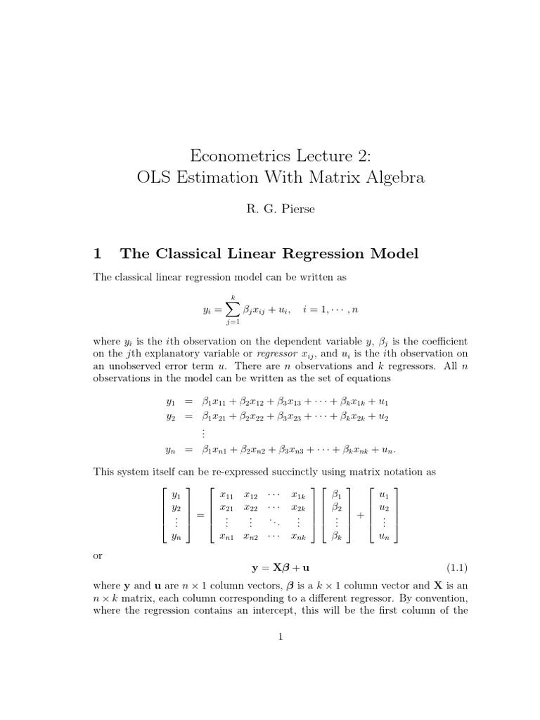 Ec 2 | PDF | Ordinary Least Squares | Eigenvalues And Eigenvectors