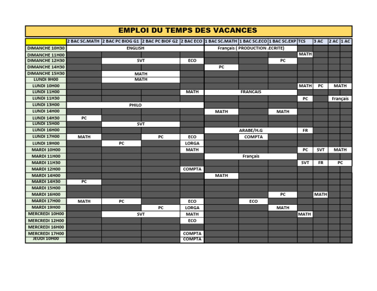 Emploi du temps Bac 2023 | PDF