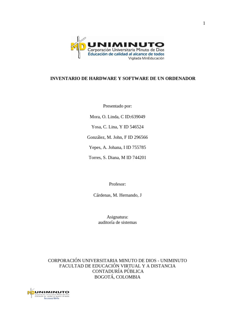 Inventario de Hardware y Software en Auditoría | PDF | Periférico ...