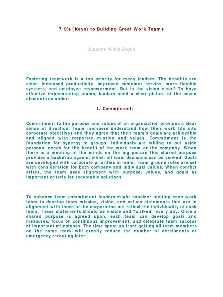 7 Keys to Effective Team Building | PDF | Goal | Risk