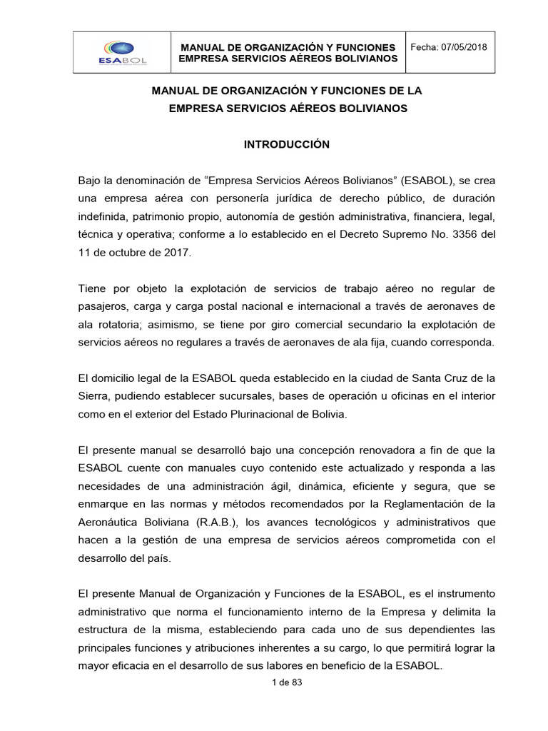 Manual de Organización ESABOL 2018 | PDF | Business | Auditoría