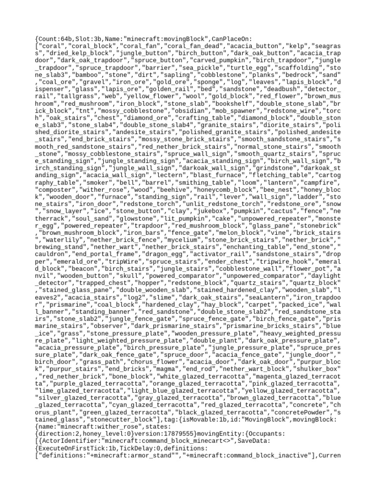 Minecraft Moving Block Commands | PDF