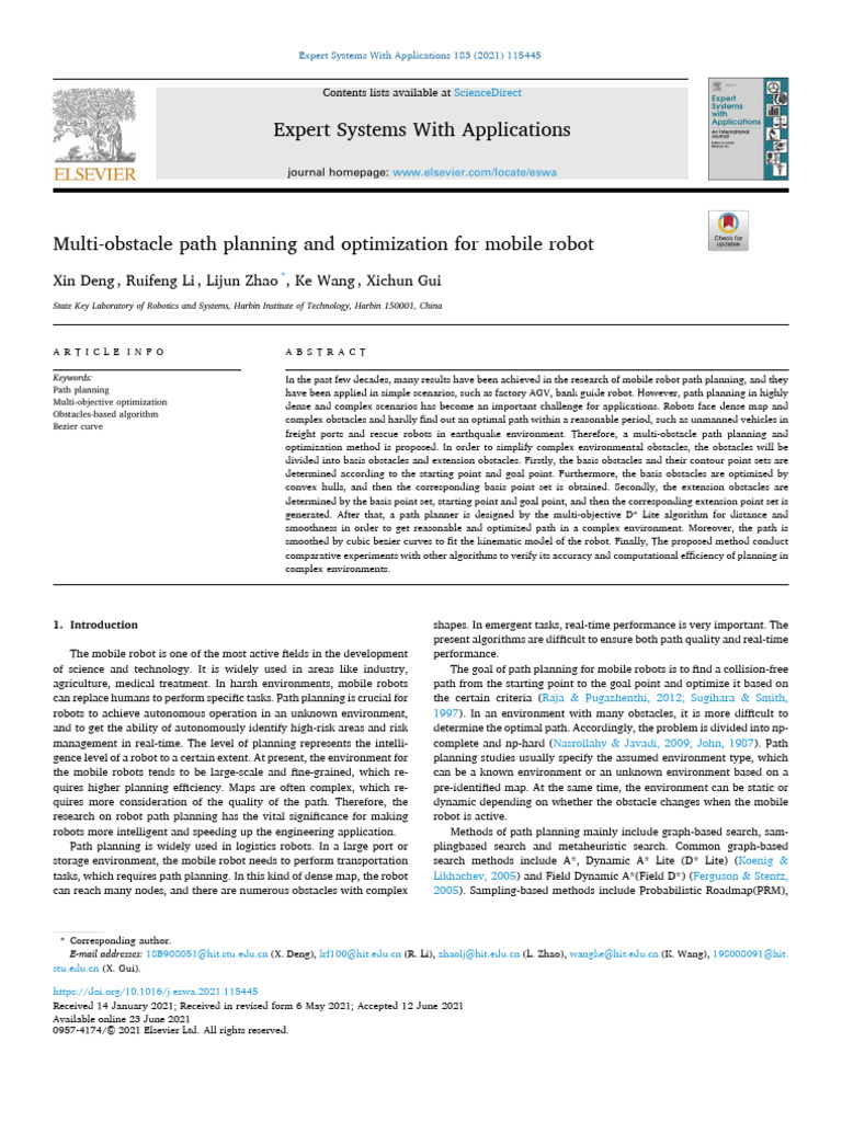 Multi-Obstacle Path Planning for Robots | PDF | Metaheuristic ...
