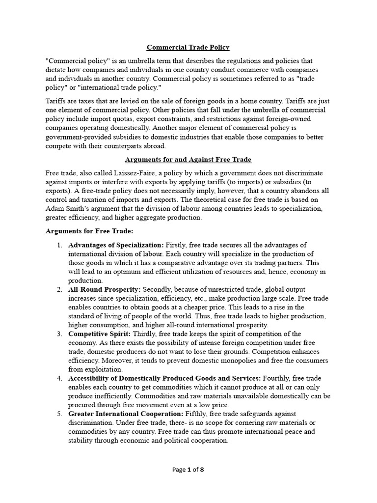 Understanding Commercial Trade Policy | PDF | Protectionism | Tariff