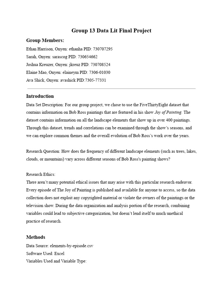 Data Lit Final Project Group 13 | PDF | Microsoft Excel | Data
