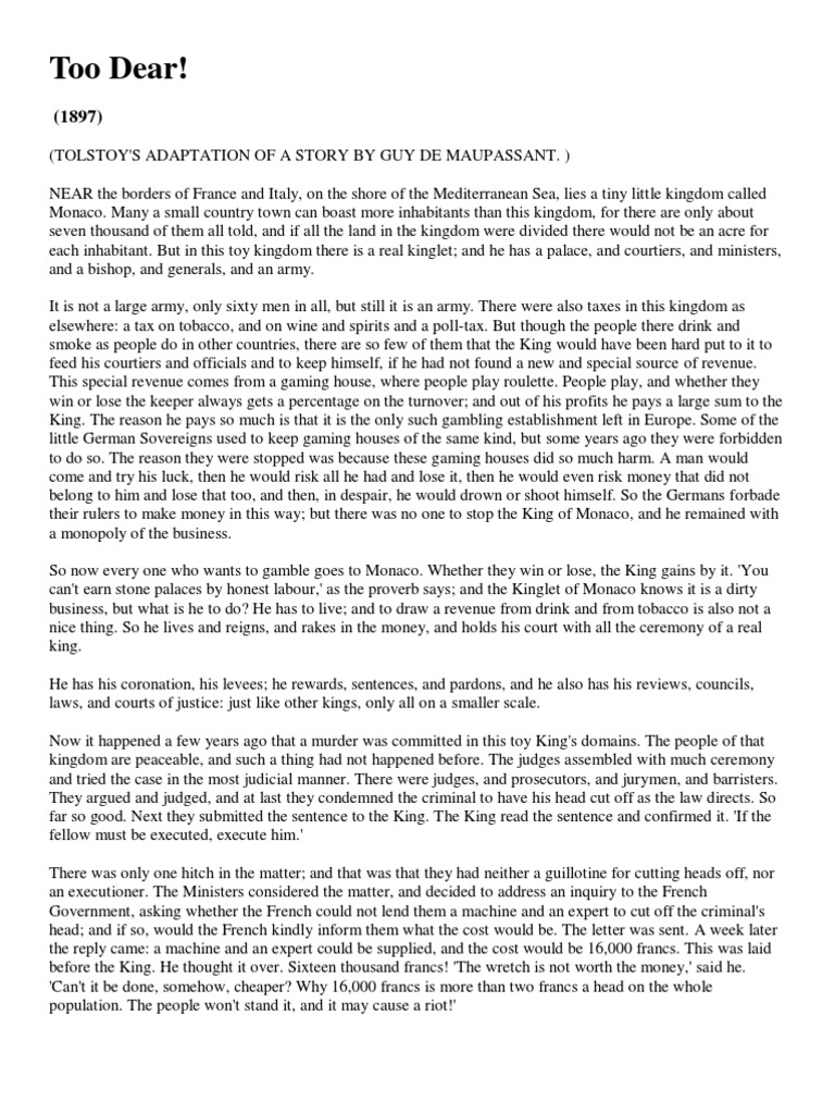 Too Dear! | PDF