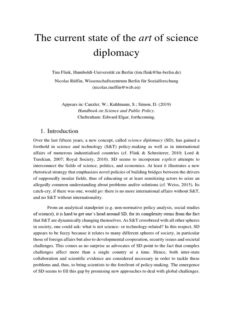 Current Trends in Science Diplomacy | PDF | Science | Diplomacy