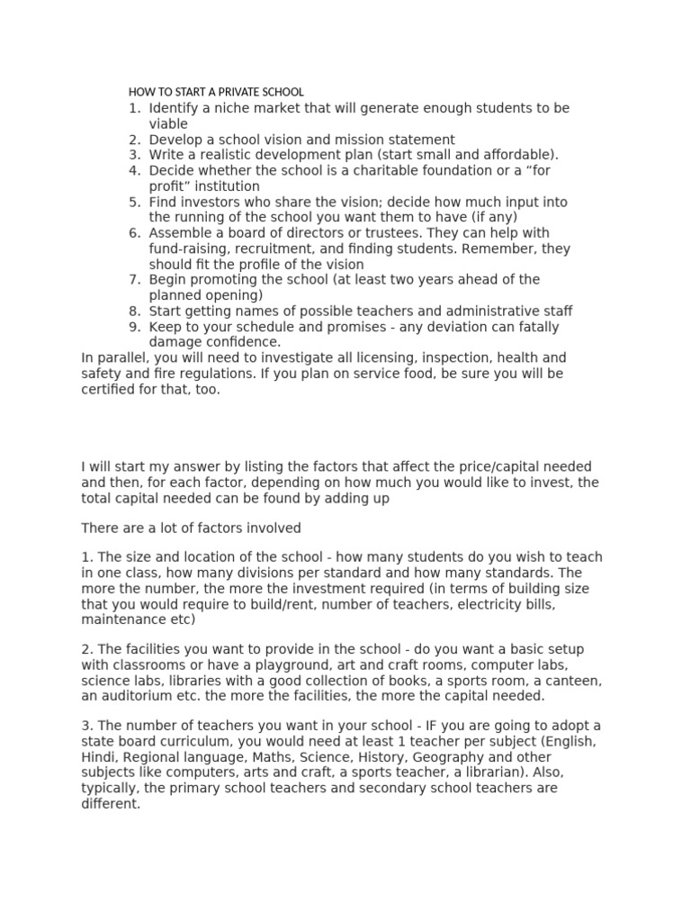 Steps to Start a Private School | PDF | Private School | Schools