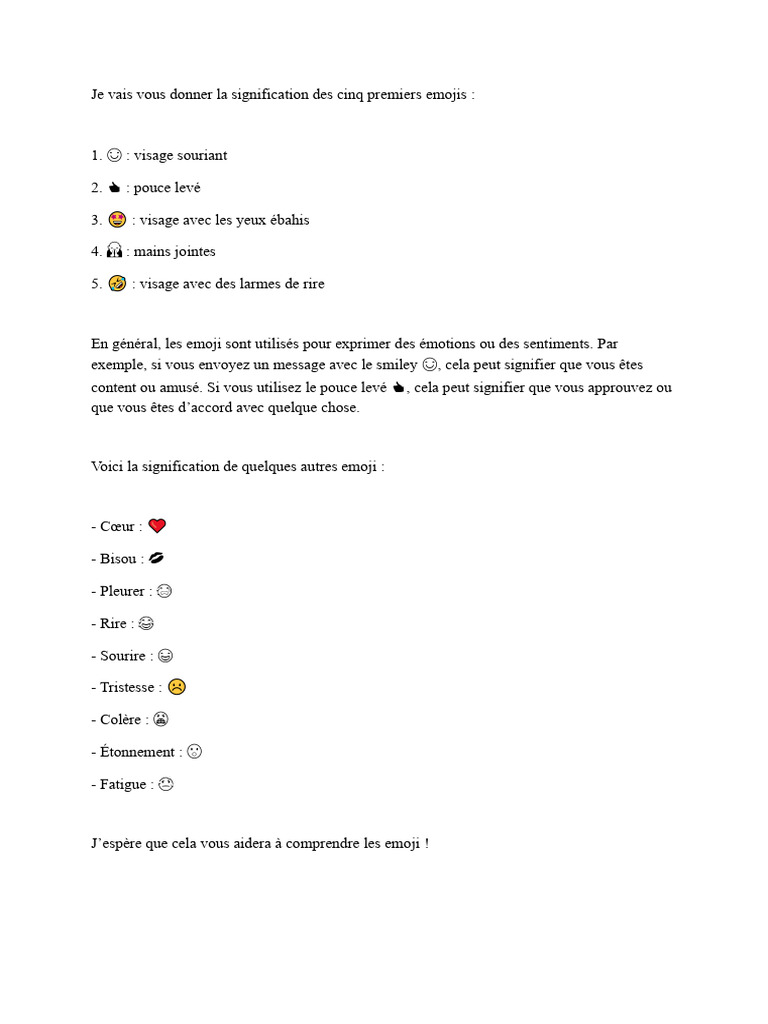 Signification des emojis courants | PDF