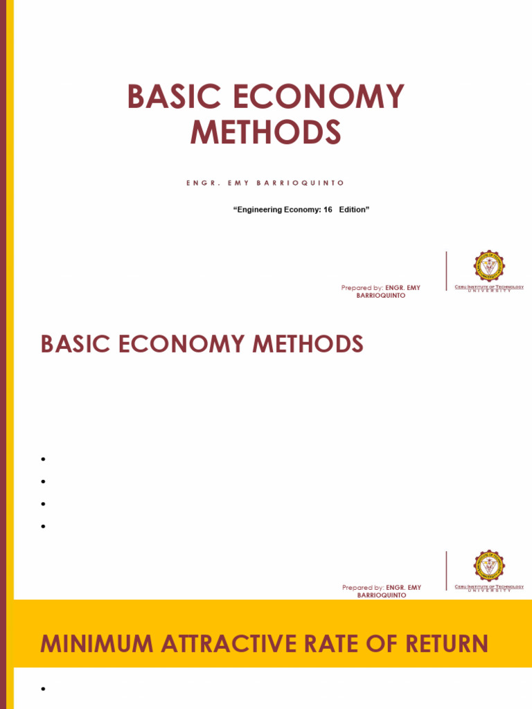 Engineering Economy Methods Explained | PDF | Internal Rate Of Return ...