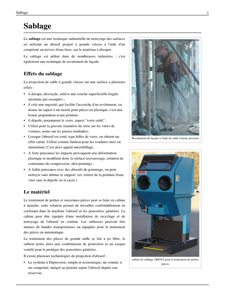 Techniques et applications du sablage | PDF | Matériaux | Secteur ...