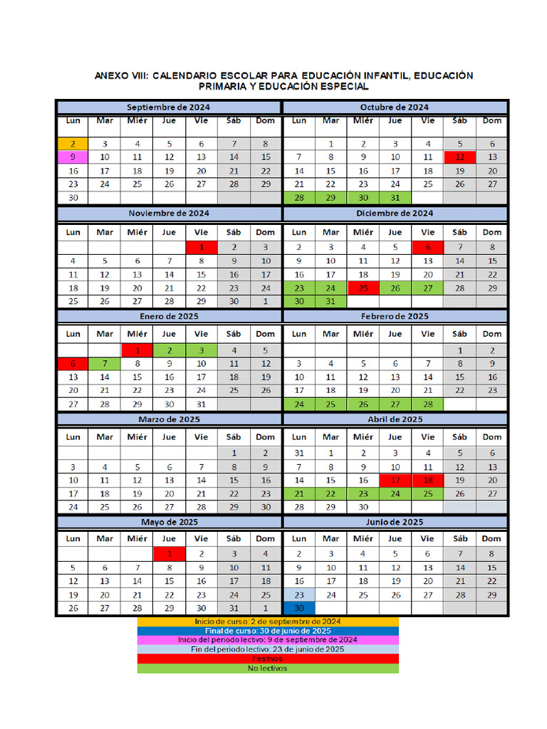 Calendario Escolar 2024-25 | PDF