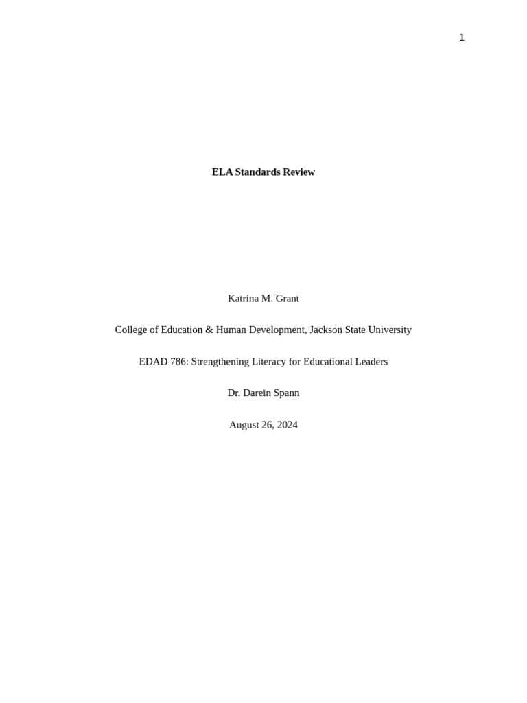 Assignment 2 ela standards review pdf educational assessment learning