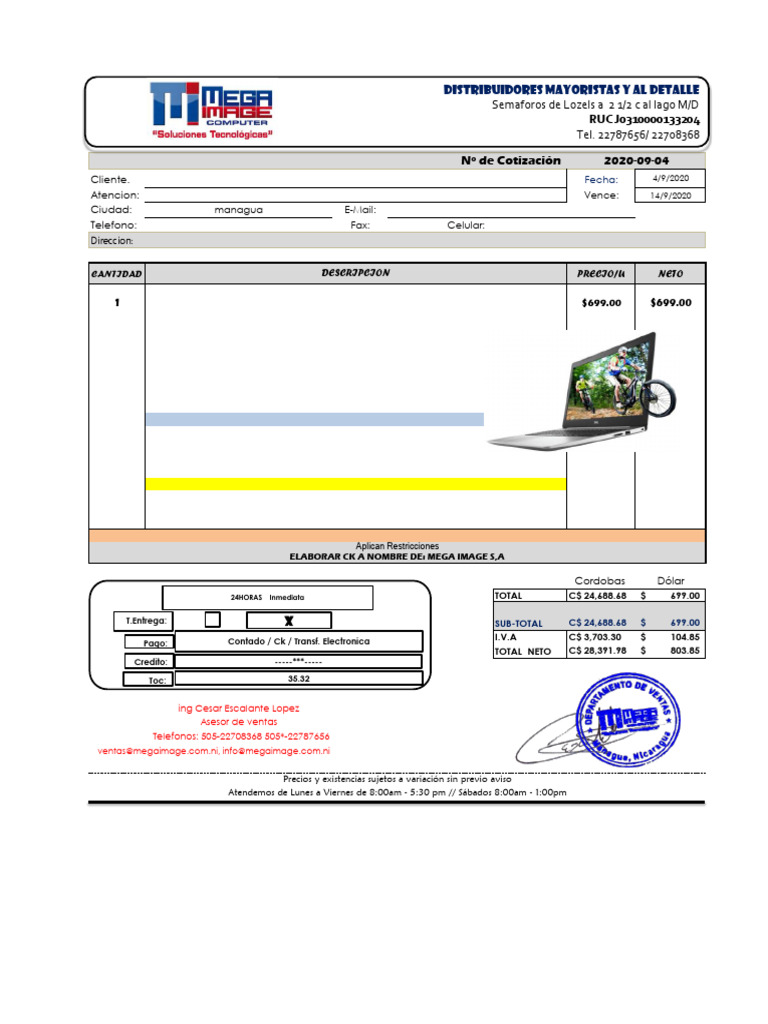 Cotización Laptop Dell Inspiron 15 | PDF | Arquitectura de Computadores ...