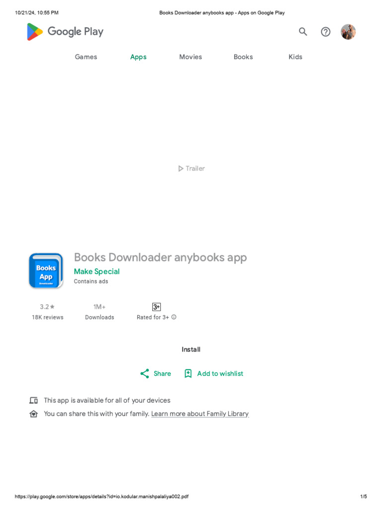 AnyBooks App: Free Book Downloader | PDF | Google Play | Mobile App