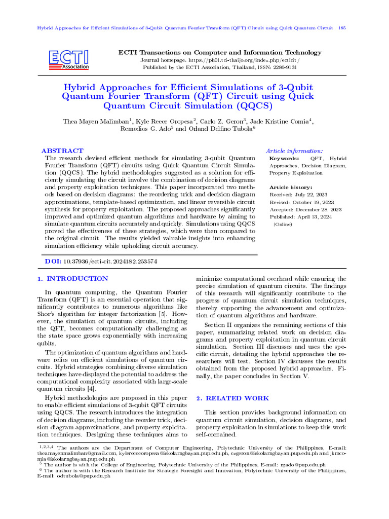 Hybrid Approaches For Efficient Simulations of 3-Q | PDF | Quantum ...