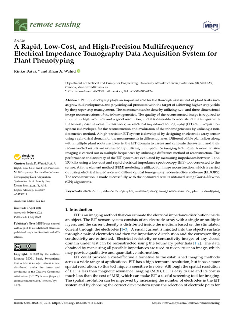 Remotesensing 14 03214 v2 | PDF | Medical Imaging | Electrical Engineering