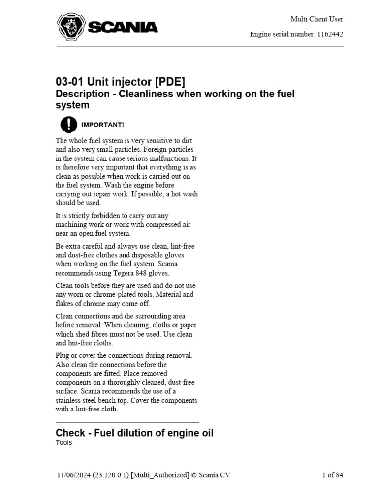 Scania PDE Unit Injector Maintenance Guide | PDF | Fuel Injection | Valve