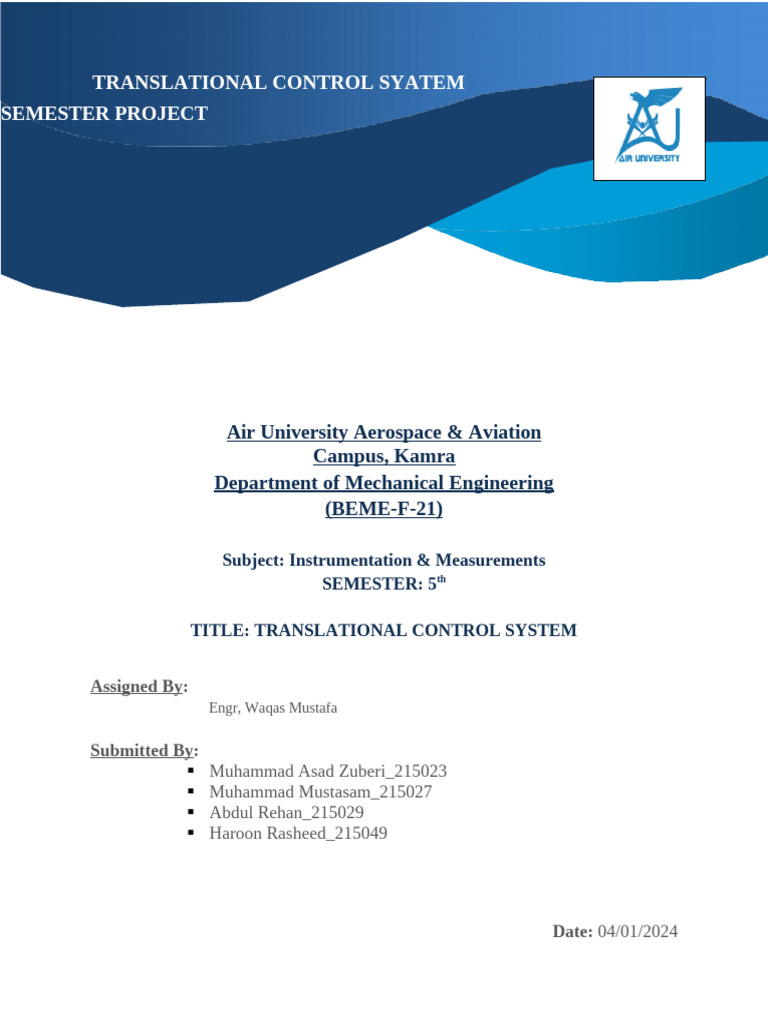 Translational Control System Project | PDF