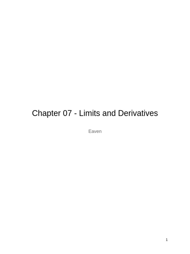 Limits and Derivatives Overview | PDF | Derivative | Velocity