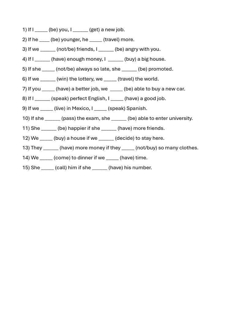 Review Exercise Second Conditional | PDF | Language Arts & Discipline