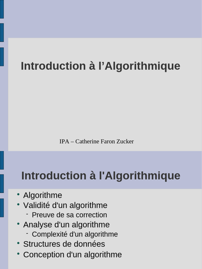 Introduction à l'Algorithmique | PDF | Algorithmes et structures de ...