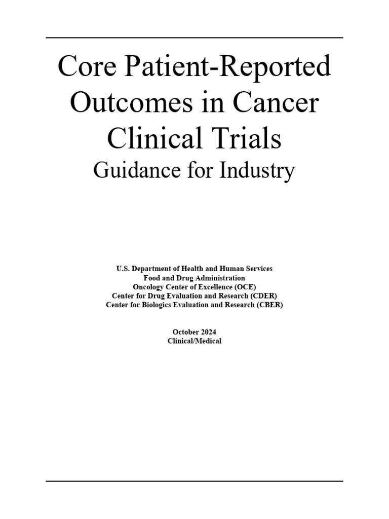 Core Patient Reported Outcomes In Cancer Clinical Trials 508 0 Pdf