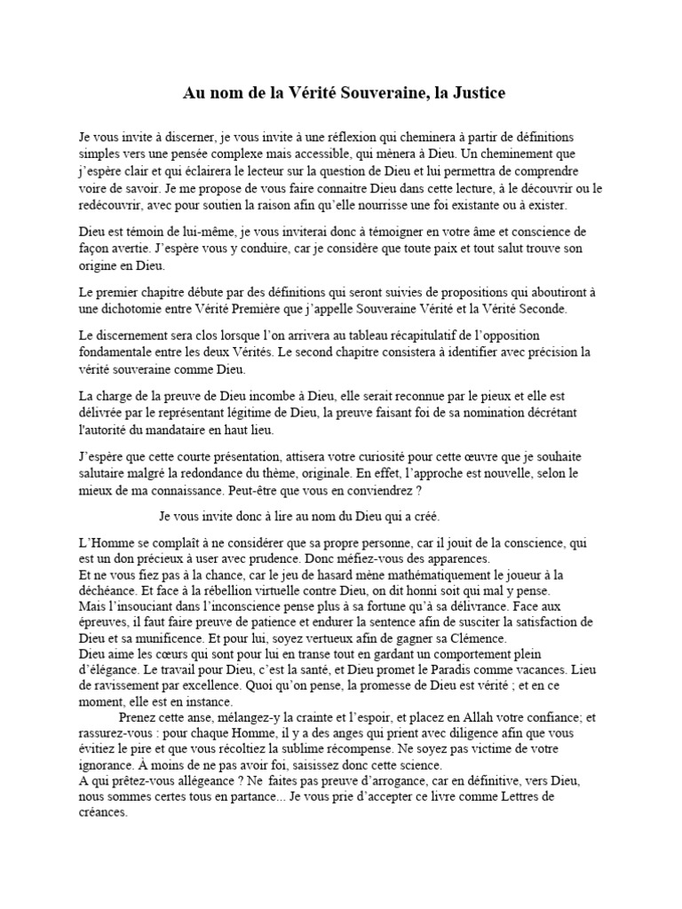 Vérité Souveraine et Justice Divine | PDF | Vérité | Dieu