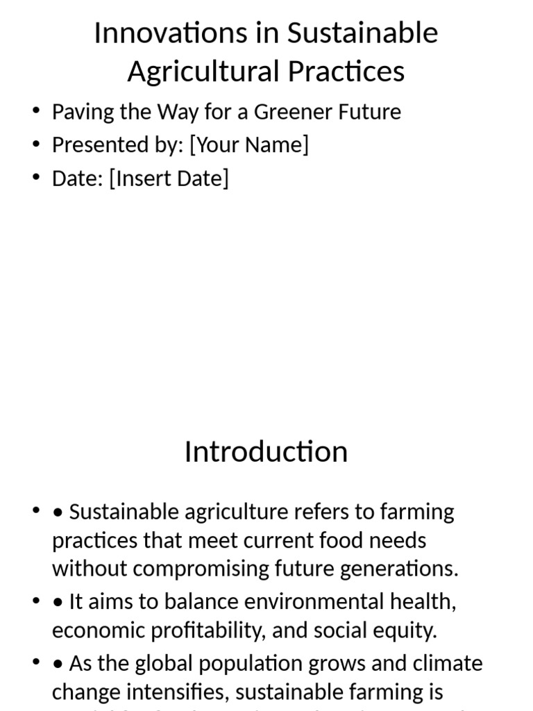 Enhanced Innovations in Sustainable Agricultural Practices | PDF ...