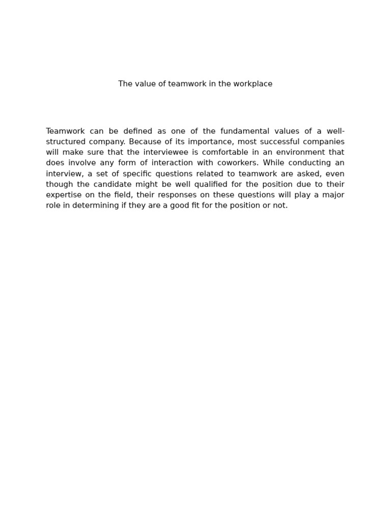 The Importance of Teamwork | PDF | Business | Self-Improvement