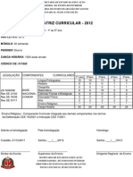 Quadro Curricular 2012