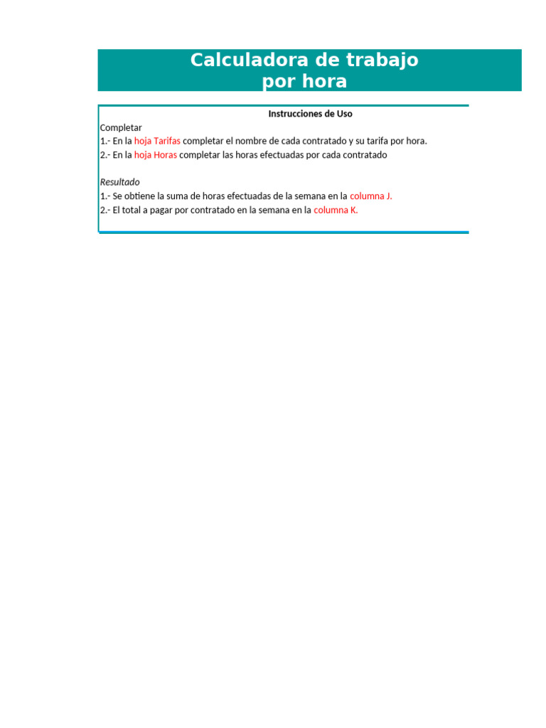 Calculadora de horas de trabajo | PDF