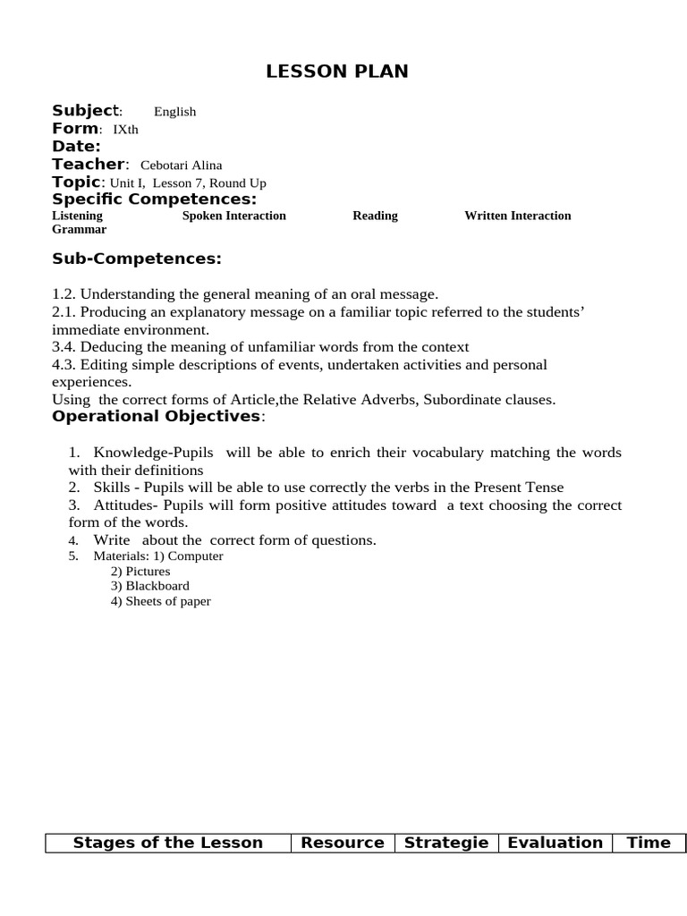 LESSON PL - cl.9 Round Up Unit I | PDF | Vocabulary | Communication