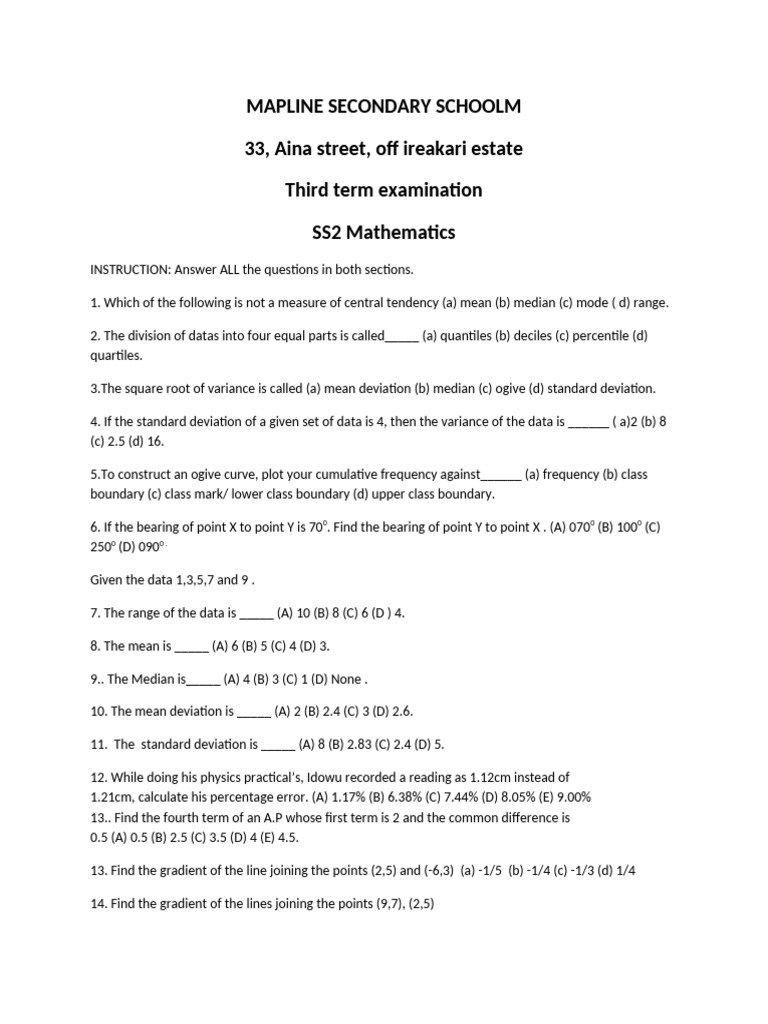 winners math practice | PDF | Quantile