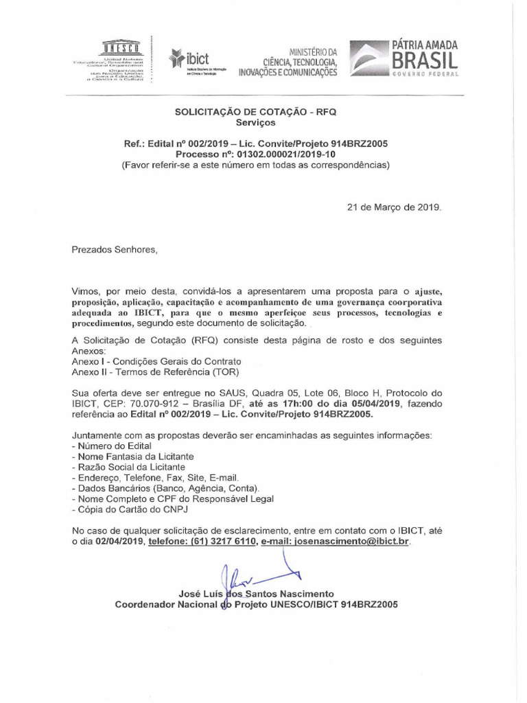 Solicitação de Cotação - IBICT 2019 | PDF | Governança ...