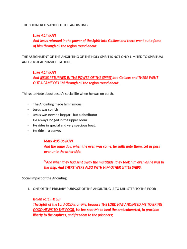 Social Impact of the Anointing | PDF | Jesus | Disciple (Christianity)