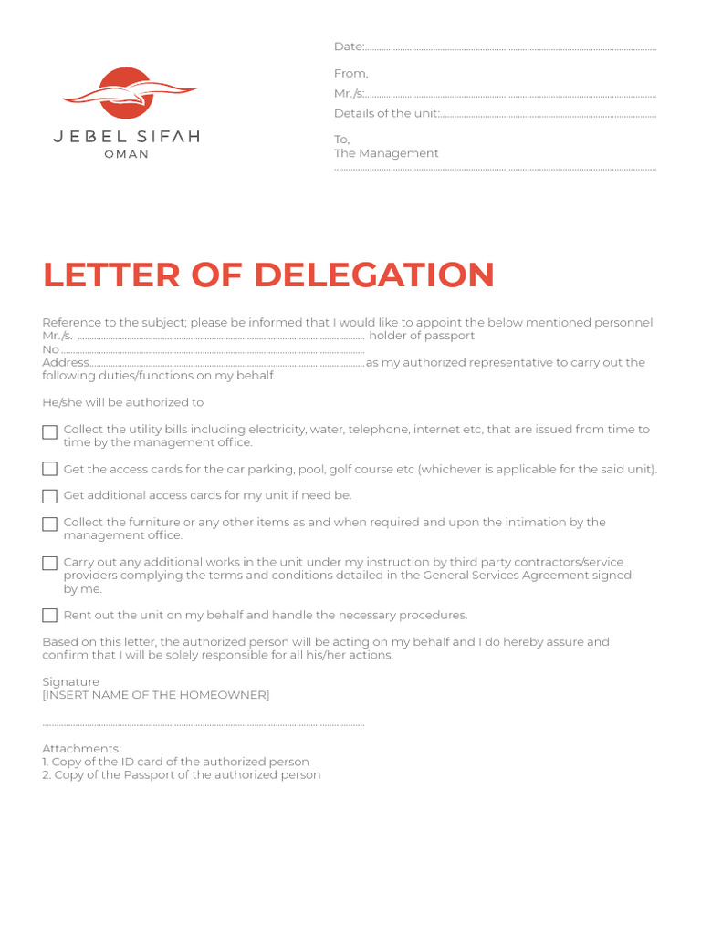 Letter of Delegation Jebel Sifah | PDF | Government And Personhood