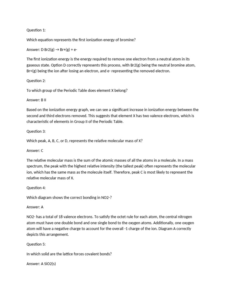 Chemistry Exam Questions and Answers | PDF | Redox | Chemical Reactions