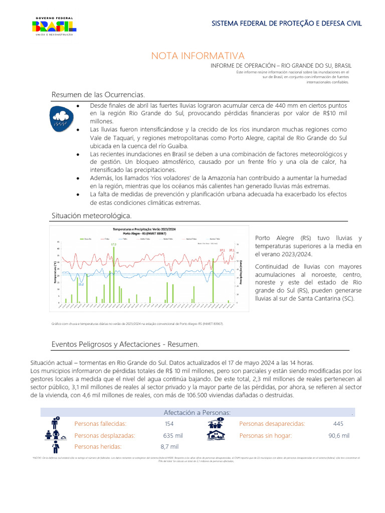 Nota Informativa Inundaciones Brasil | PDF | Ministerio (Departamento ...