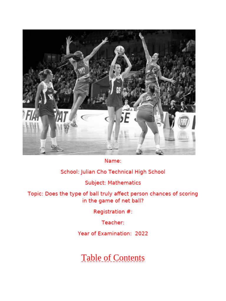 Impact of Ball Type on Netball Scoring | PDF | Chart | Experiment