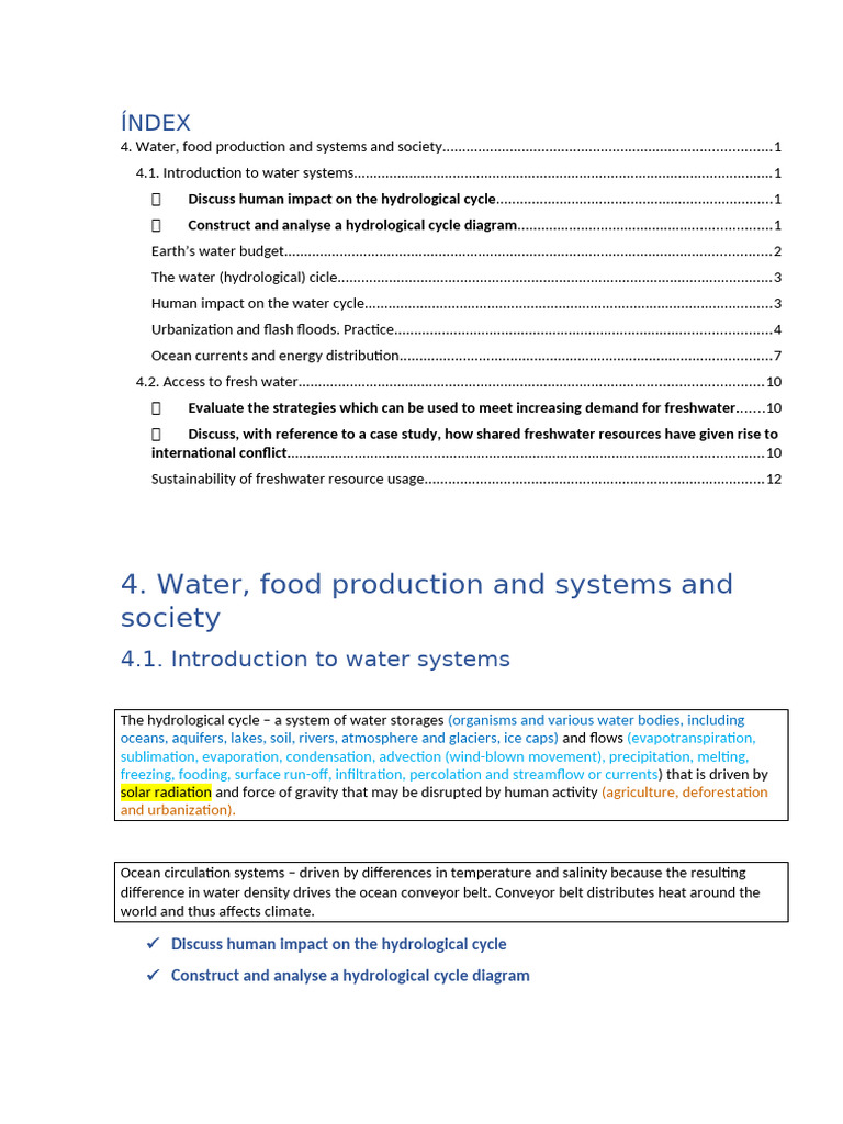 Human Impact on Water Systems and Resources | PDF | Water Cycle | Water