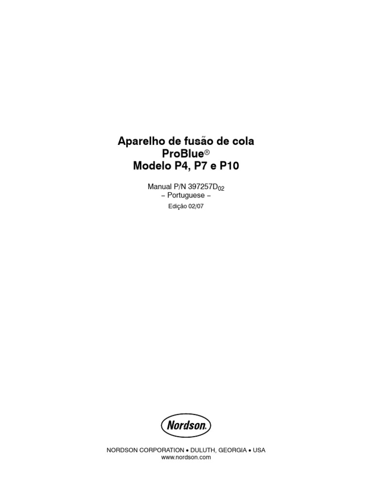 Aparelho de Fusão de Cola Problue Modelo P4, P7 E P10: Manual P/N ...