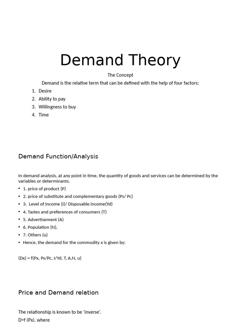 Demand Theory Pdf Demand Elasticity Economics