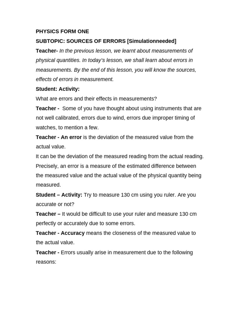 Measurement Errors Explained | PDF | Science & Mathematics