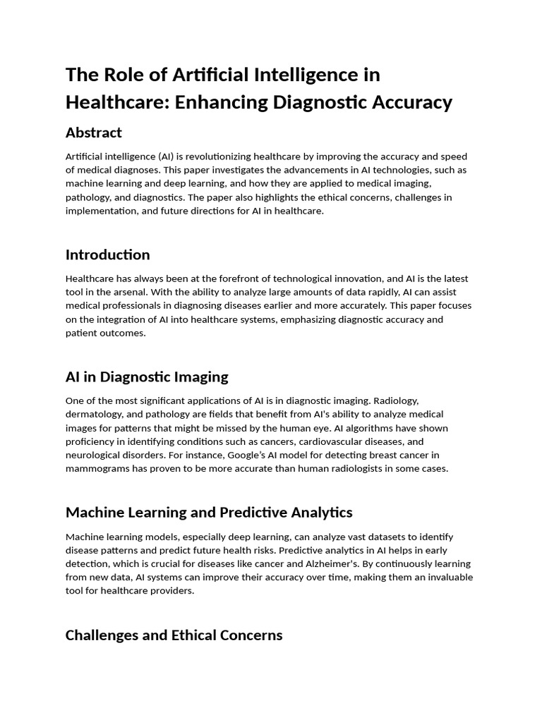 The Role of Artificial Intelligence in Healthcare | PDF | Artificial ...