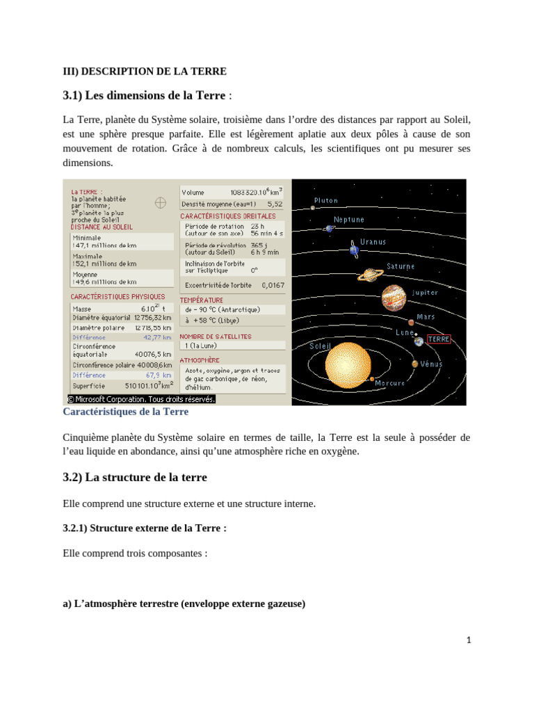 Dimensions et structure de la Terre | PDF | Terre | Manteau terrestre
