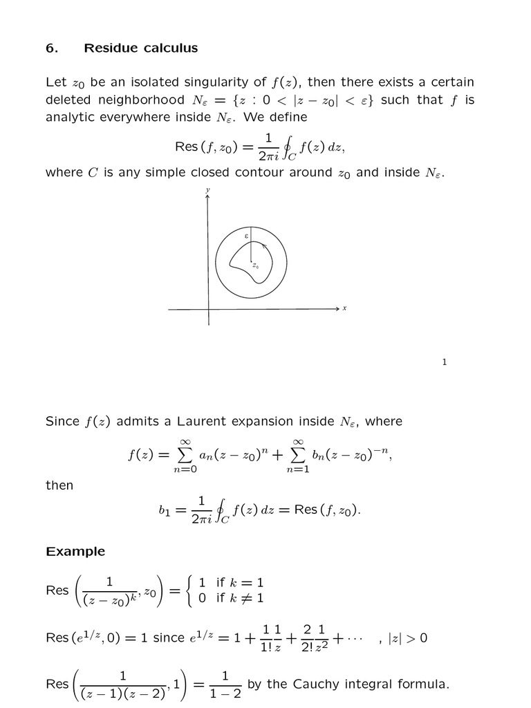Residue Theorem in Complex Analysis | PDF | Integral | Functions And ...